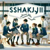 An inviting indoor scene at Shakujii High School featuring students in uniforms, having a lively conversation. The image captures a small group of students gathered in a modern and well-lit classroom or common area, chatting and laughing together. They are relaxed and enjoying each other's company, illustrating the friendly and inclusive atmosphere of the school. The background includes elements of the school’s contemporary design, such as stylish furniture and educational posters. The word 'SHAKUJII' is prominently displayed, emphasizing the school's vibrant community and welcoming environment.