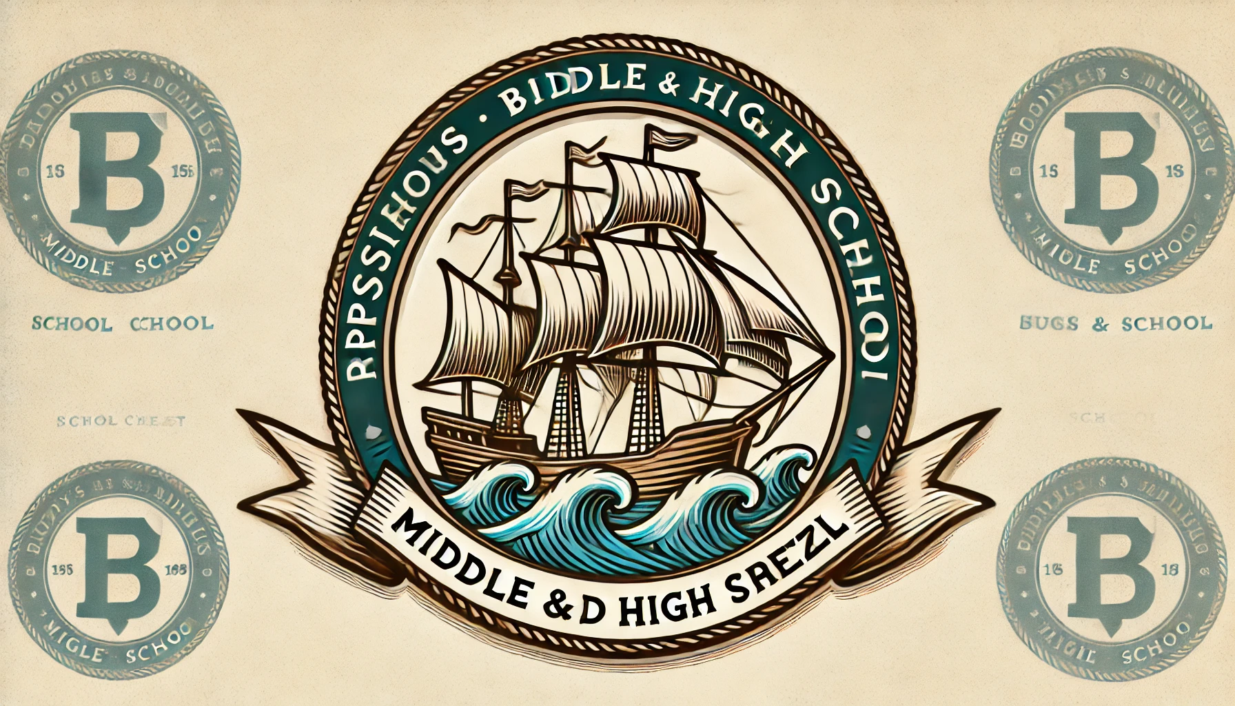 A school crest featuring a ship's sail and sea breeze, representing a prestigious boys' middle and high school. The crest is detailed, showcasing the sail and wind elements in a harmonious design.