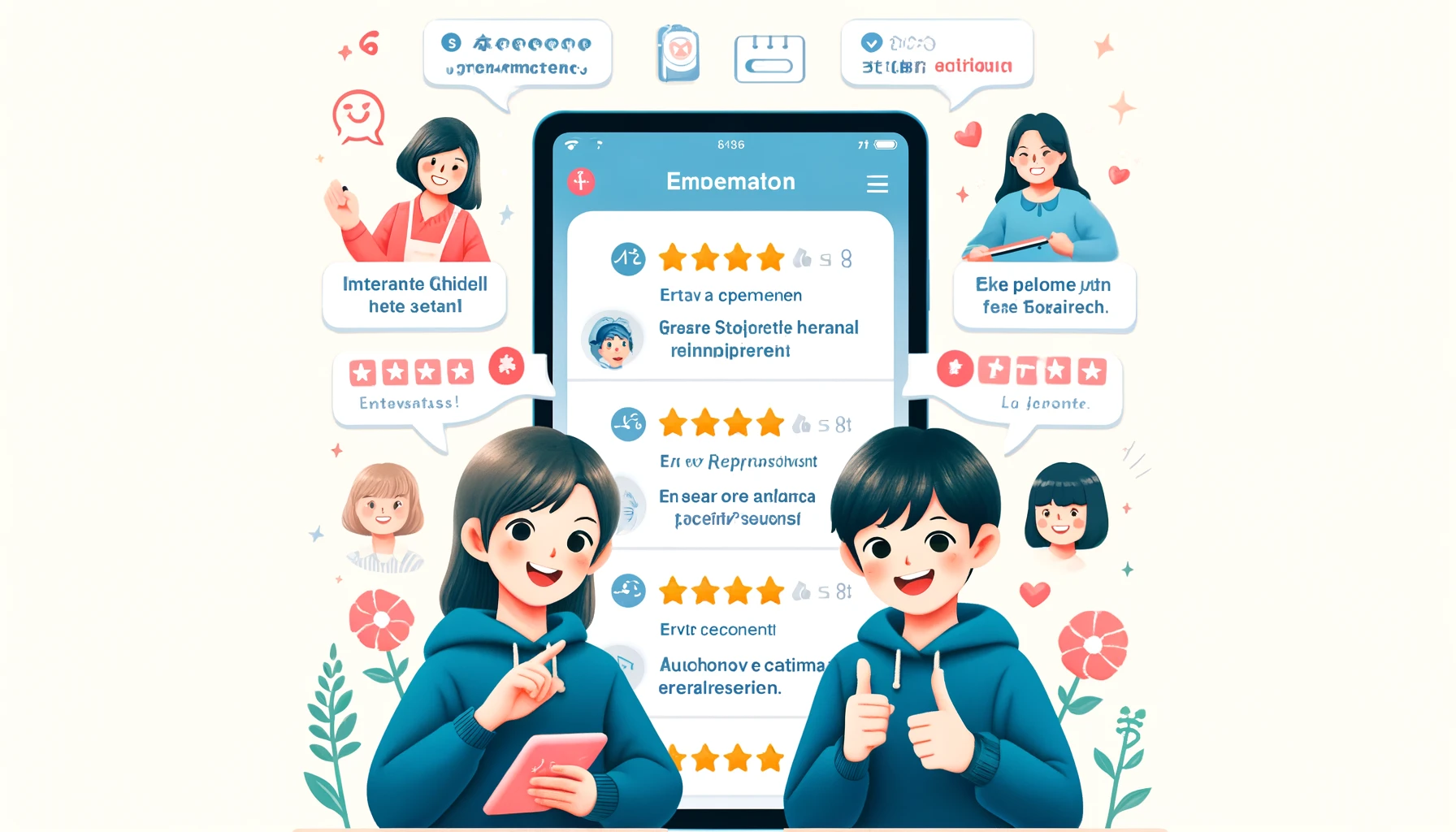 Positive reviews and testimonials from Japanese middle school students and parents about a learning app. The reviews highlight the app's features, such as interactive lessons, ease of use, and improvement in academic performance.